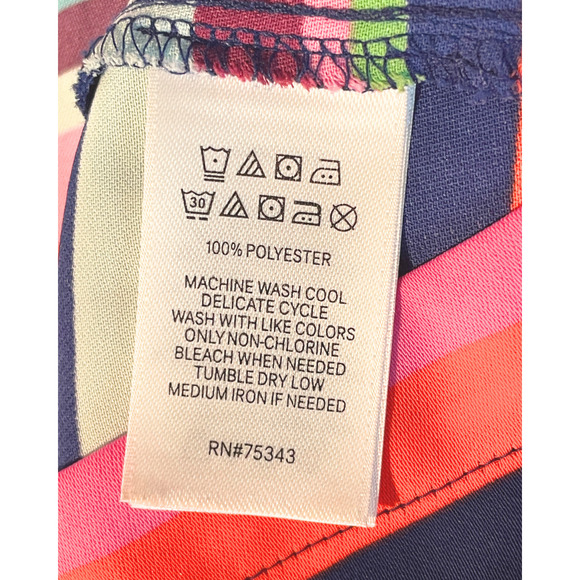 3-FOR-$30 Cynthia Rowley Sz 12 Shift Dress Colorful Striped Silky Exposed Zipper - Picture 9 of 10